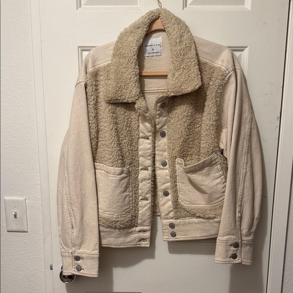 Celebrity Pink Cream Sherpa Jacket